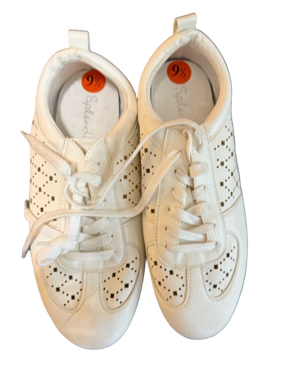 Splendid Julian Low Top Perforated Sneakers White Sand Size 9.5